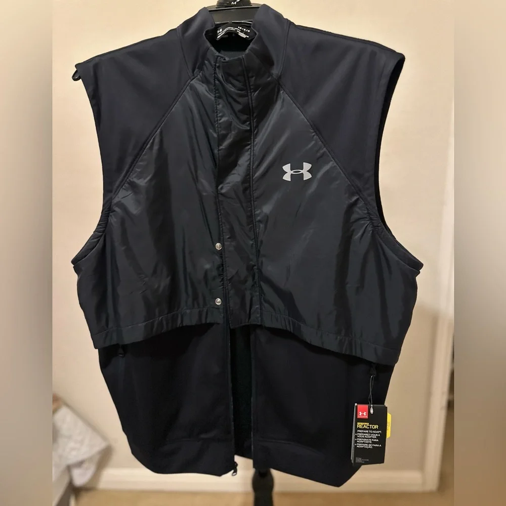 NEW WT UNDER ARMOUR COLDGEAR REACTOR‎ RUN VEST BLACK SIZE LARGE SLEEVLESS